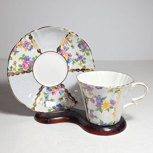 Royal Standard Teacup and Saucer Pink Yellow Blue Purple Flowers